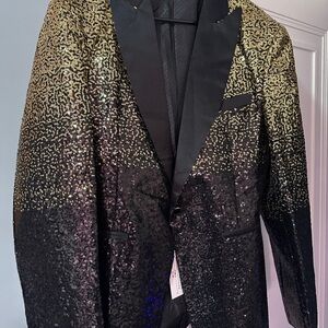 Gold and Black Sequin Blazer